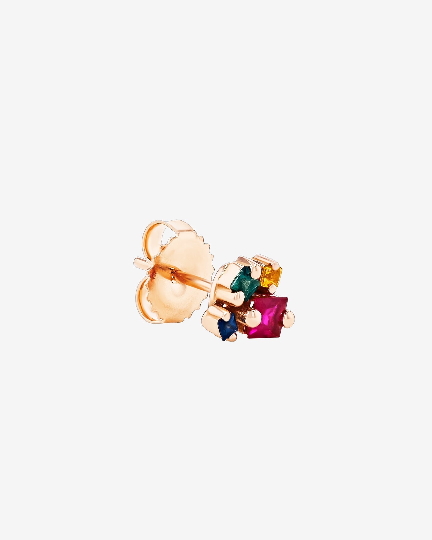 Suzanne Kalan Princess Cluster Rainbow Sapphire Studs in 18k rose gold