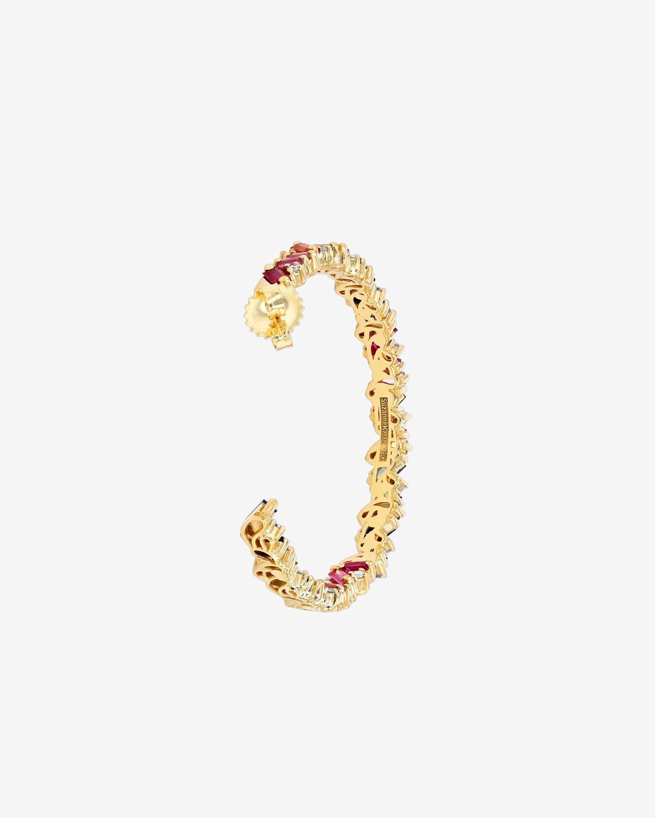 Suzanne Kalan Frenzy Rainbow Sapphire Milli Hoops in 18k yellow gold