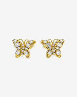 Suzanne Kalan Princess Diamond Mini Butterfly Studs in 18k yellow gold