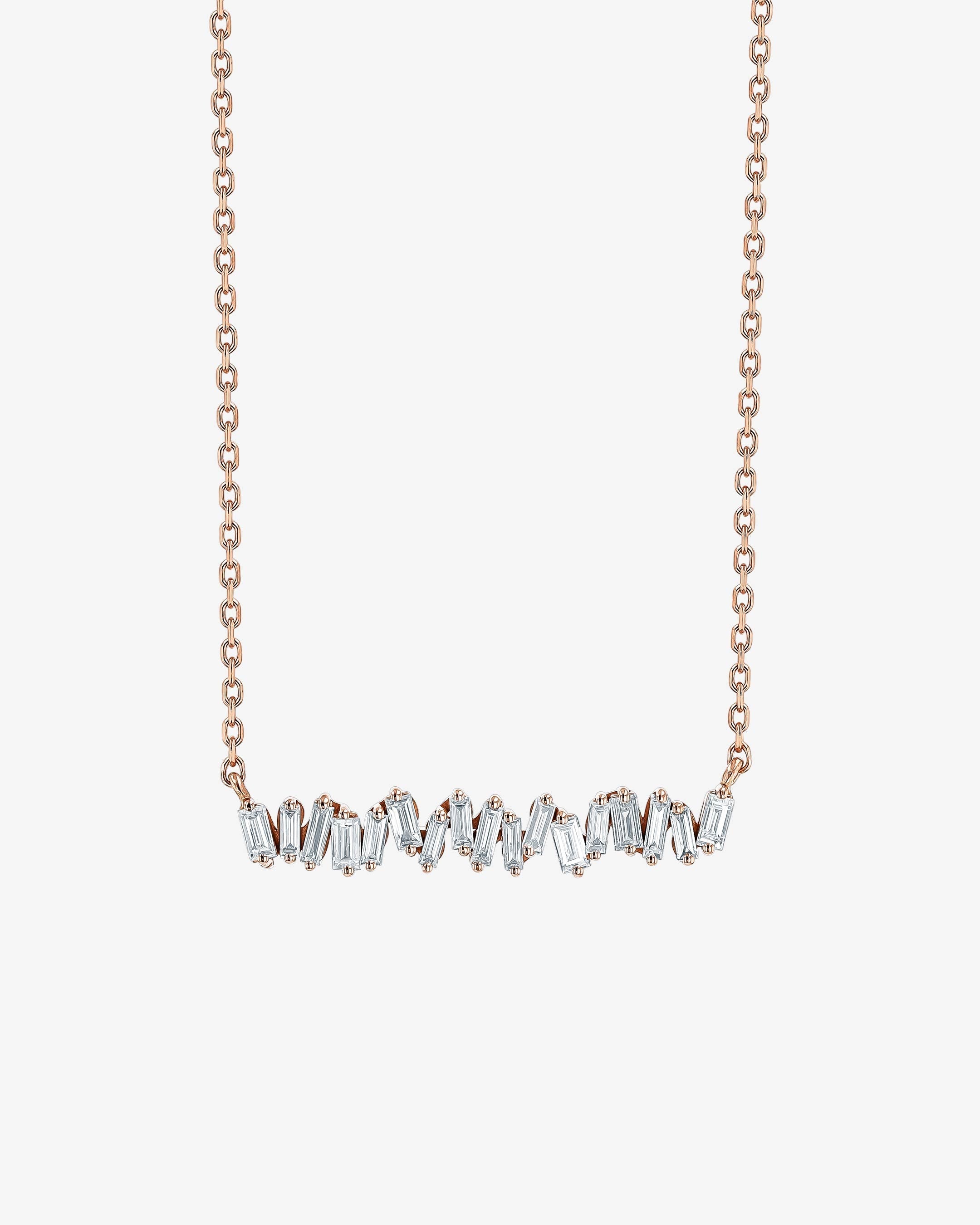 Rose gold diamond bar on sale necklace