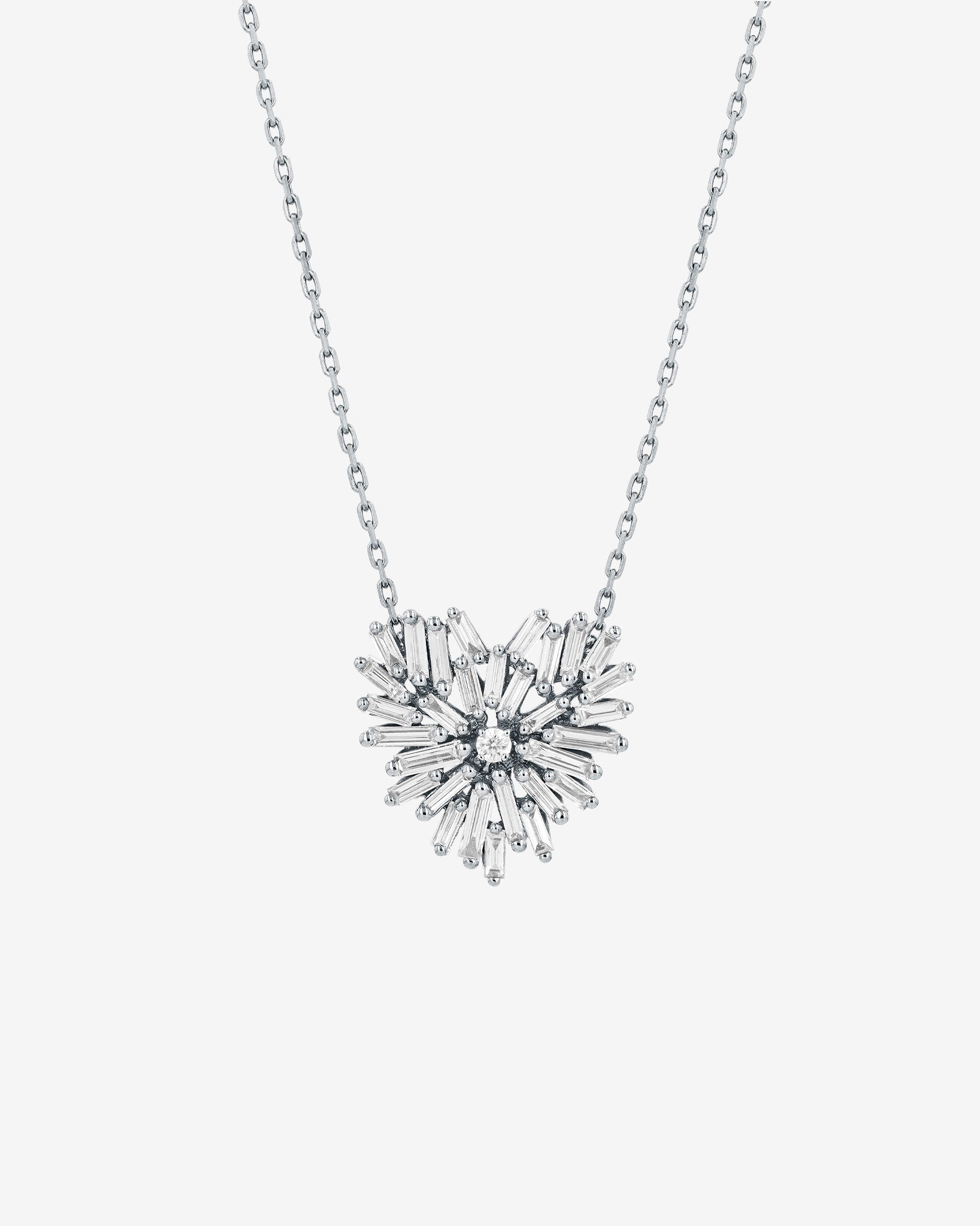 Suzanne Kalan Classic Diamond Small Heart Necklace in 18k white gold