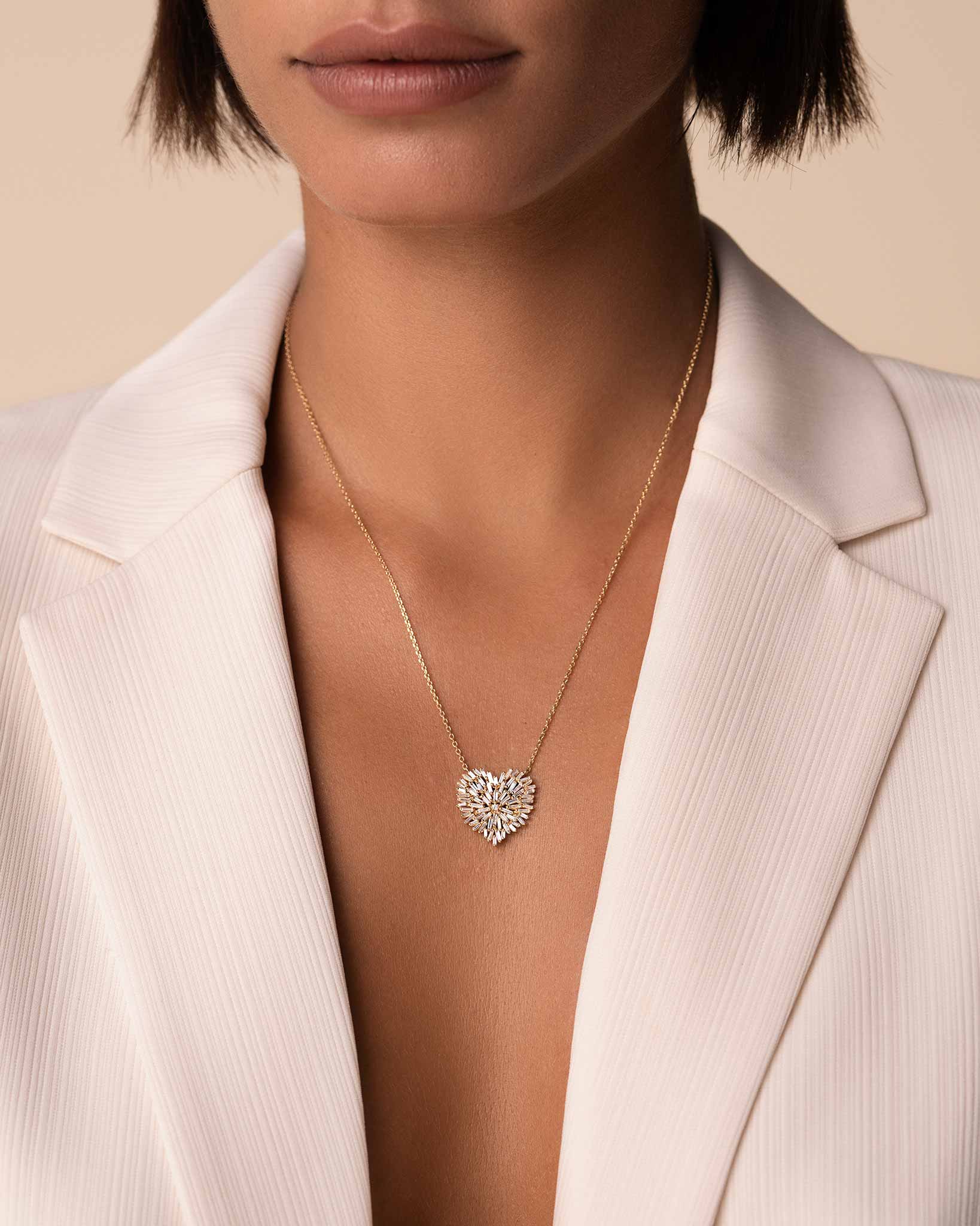 Suzanne Kalan Classic Diamond Medium Heart Pendant in 18k yellow gold