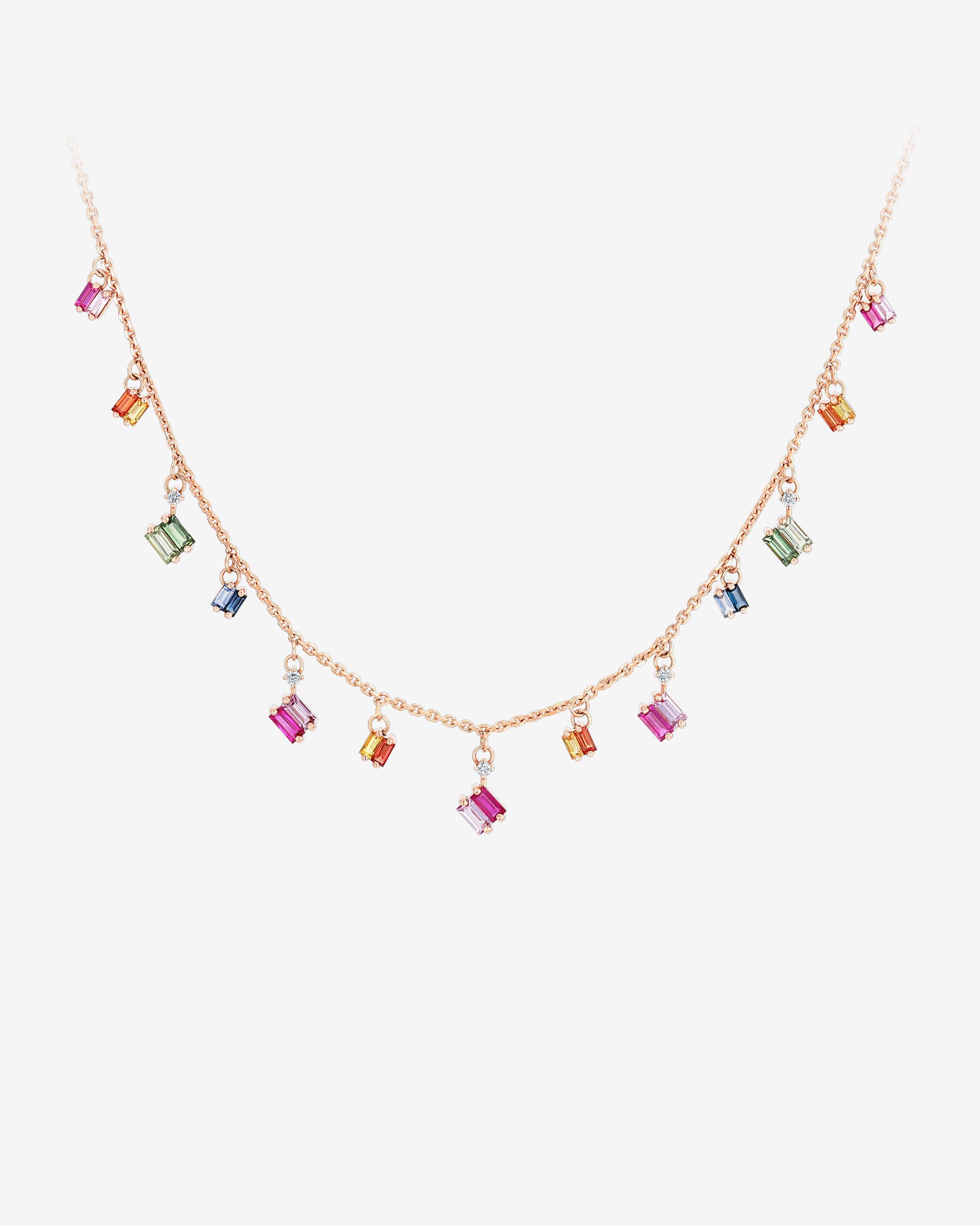 Suzanne Kalan Bold Rainbow Sapphire Cascade Necklace in 18k rose gold