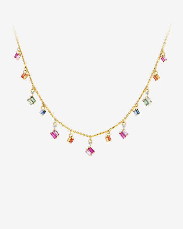 Suzanne Kalan Bold Rainbow Sapphire Cascade Necklace in 18k yellow gold