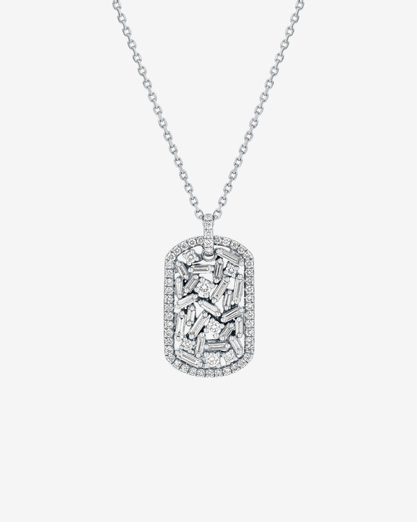 Suzanne Kalan Classic Diamond Medium Dog Tag Pendant in 18k white gold