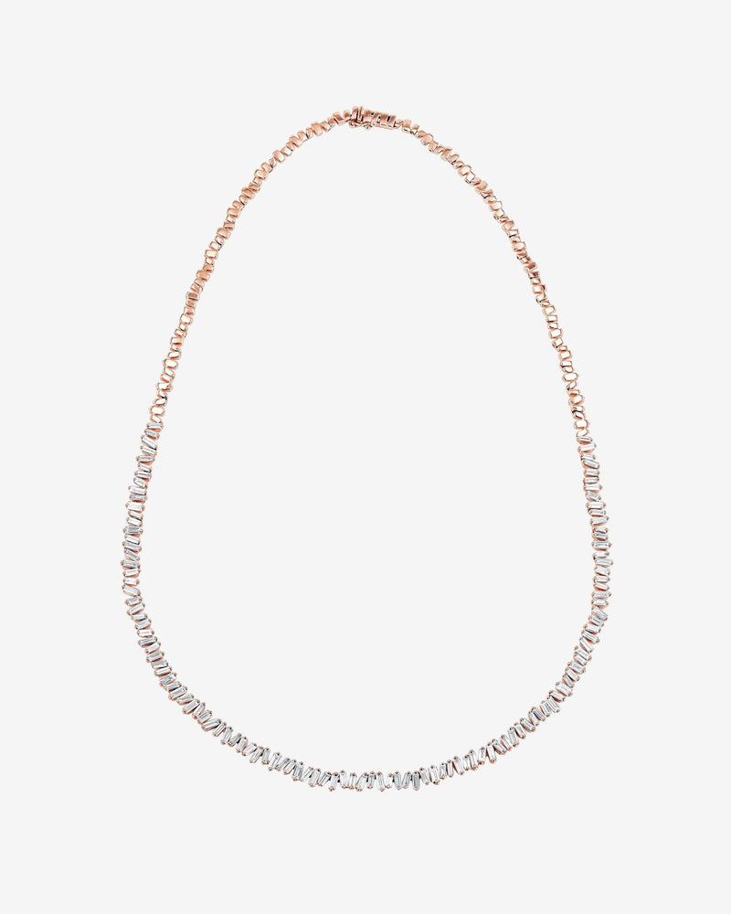 Suzanne Kalan Classic Diamond Baguette Tennis Necklace in 18k rose gold