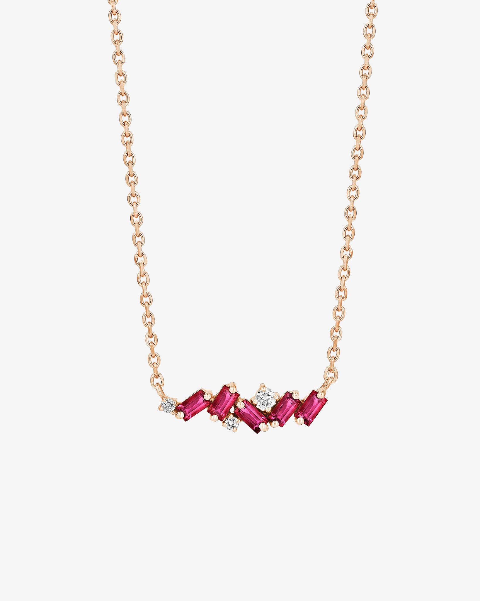 Suzanne Kalan Frenzy Ruby Mini Bar Pendant in 18k rose gold