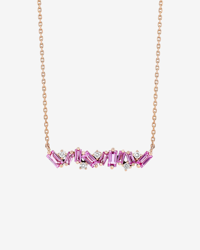 Suzanne Kalan Frenzy Pink Sapphire Bar Pendant in 18k rose gold