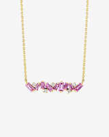 Suzanne Kalan Frenzy Pink Sapphire Bar Pendant in 18k yellow gold
