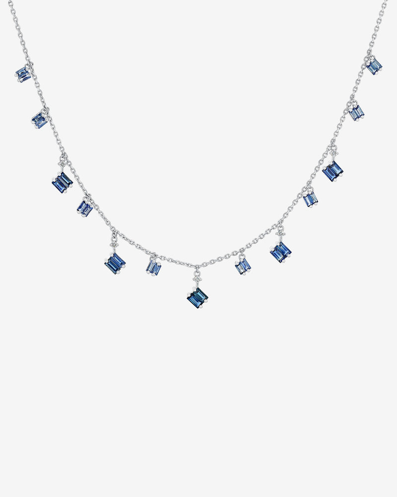 Suzanne Kalan Bold Dark Blue Sapphire Cascade Necklace in 18k white gold
