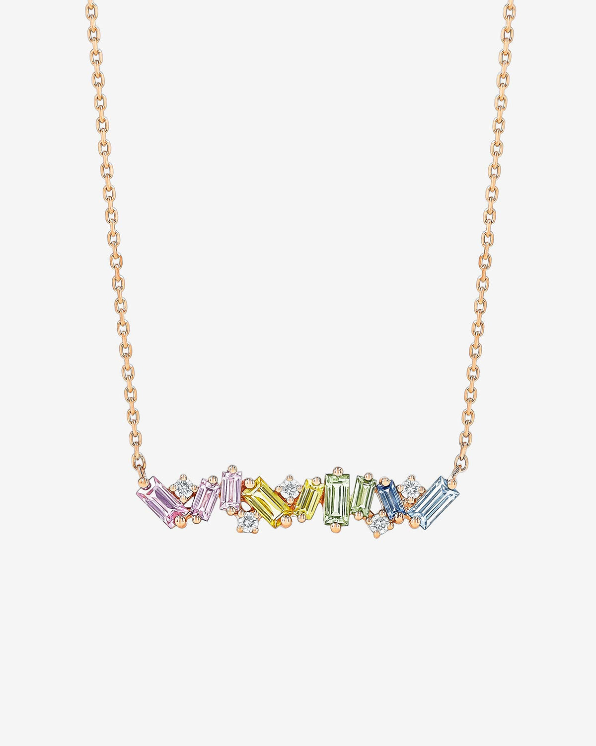 Suzanne Kalan Frenzy Pastel Sapphire Bar Pendant in 18k rose gold