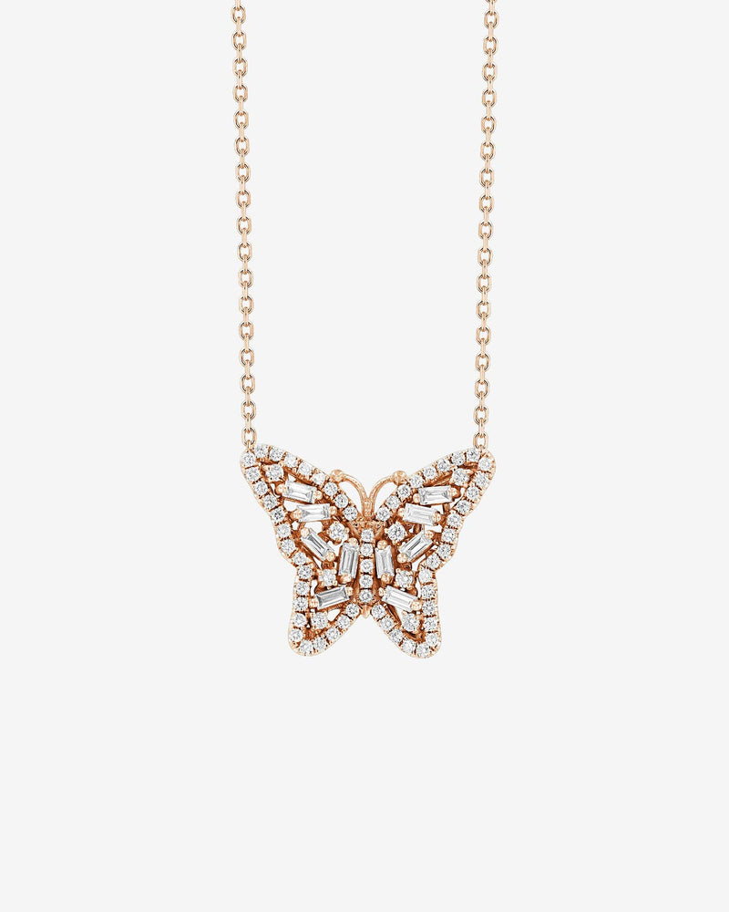 Suzanne Kalan Bold Diamond Small Butterfly Pendant in 18k rose gold