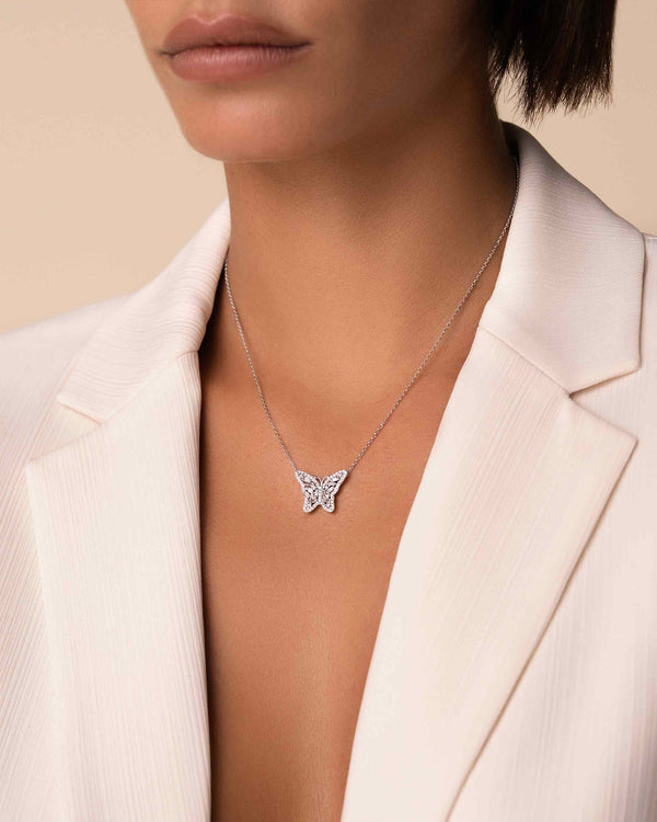 Suzanne Kalan Bold Diamond Small Butterfly Pendant in 18k white gold