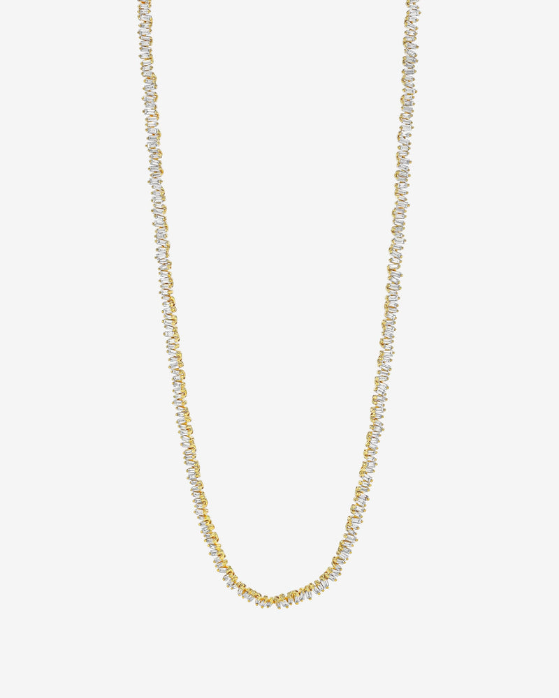 Suzanne Kalan Classic Diamond 36" Inch Mini Baguette Tennis Necklace in 18k yellow gold