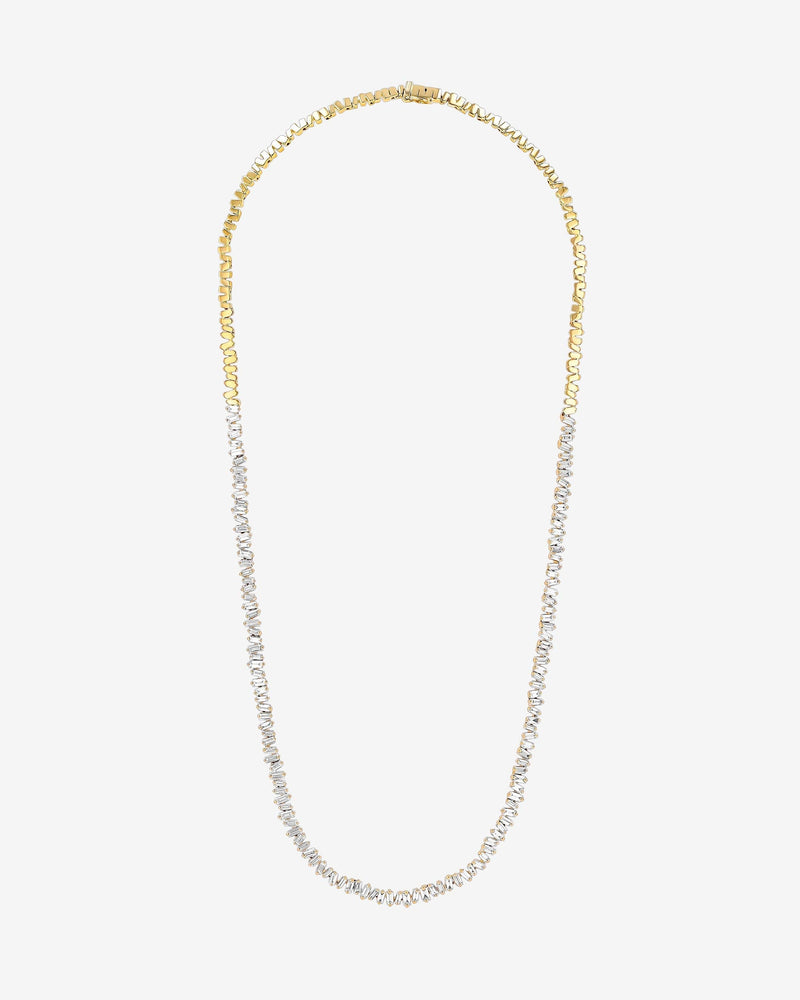 Mini Baguette Diamond Tennis Necklace Online | Suzanne Kalan Yellow Gold