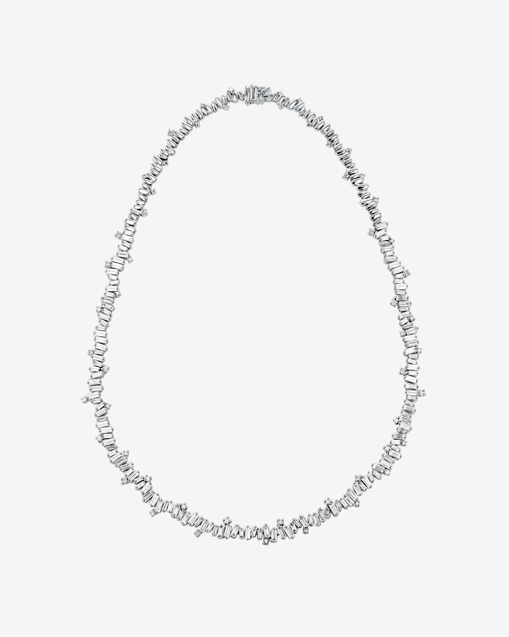 Suzanne Kalan Bold Burst Diamond Tennis Necklace in 18k white gold