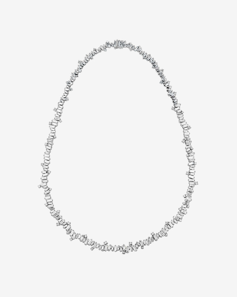 Suzanne Kalan Bold Burst Diamond Tennis Necklace in 18k white gold