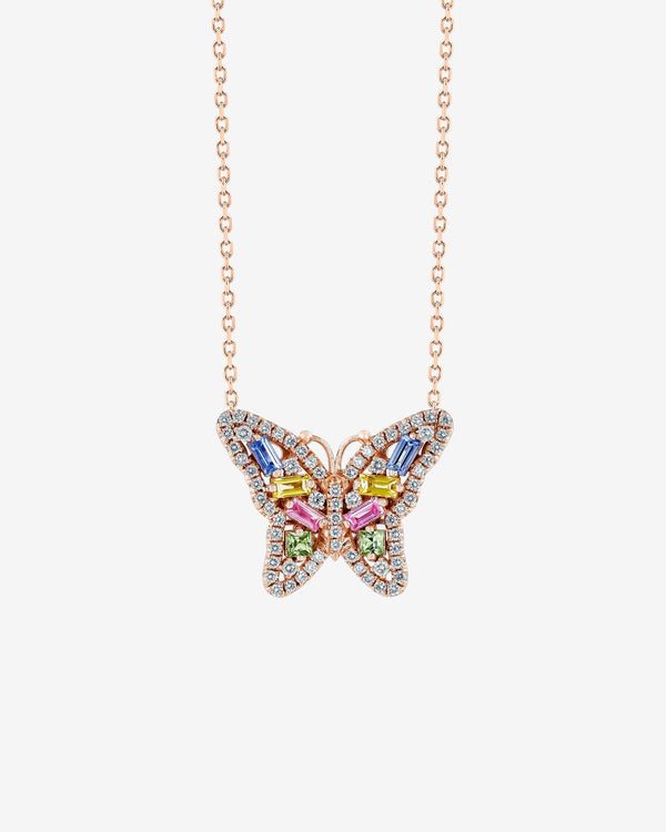 Suzanne Kalan Bold Pastel Sapphire Small Butterfly Pendant in 18k rose gold