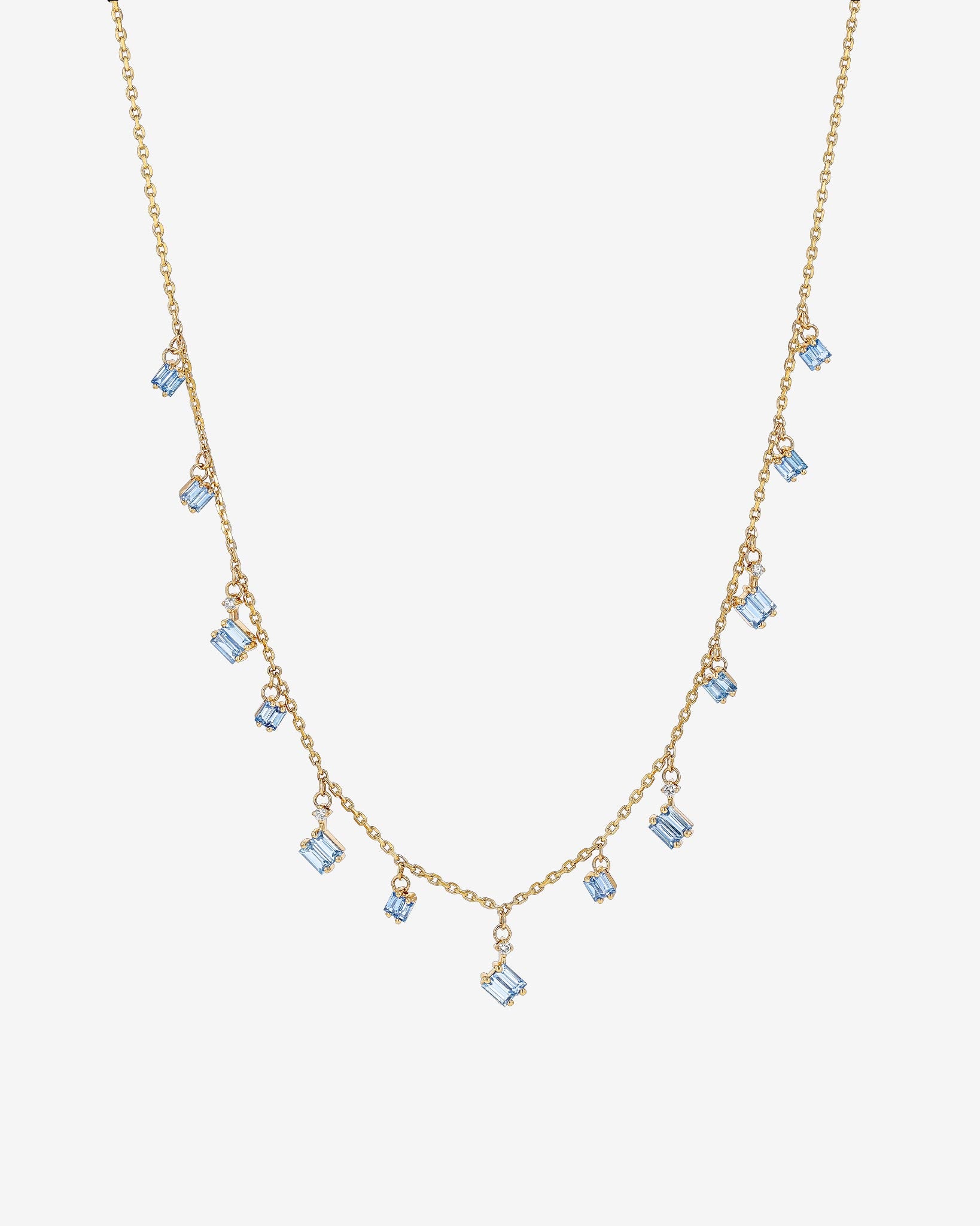 Suzanne Kalan Bold Light Blue Sapphire Cascade Necklace in 18k yellow gold