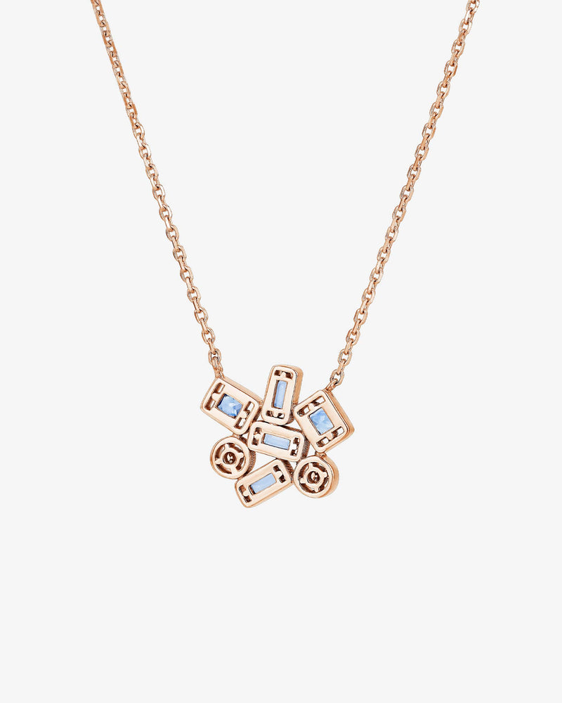 Suzanne Kalan Inlay Cluster Light Blue Sapphire Pendant in 18k rose gold