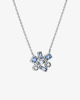 Suzanne Kalan Inlay Cluster Light Blue Sapphire Pendant in 18k white gold