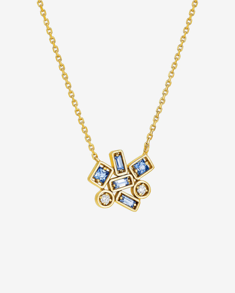 Suzanne Kalan Inlay Cluster Light Blue Sapphire Pendant in 18k yellow gold