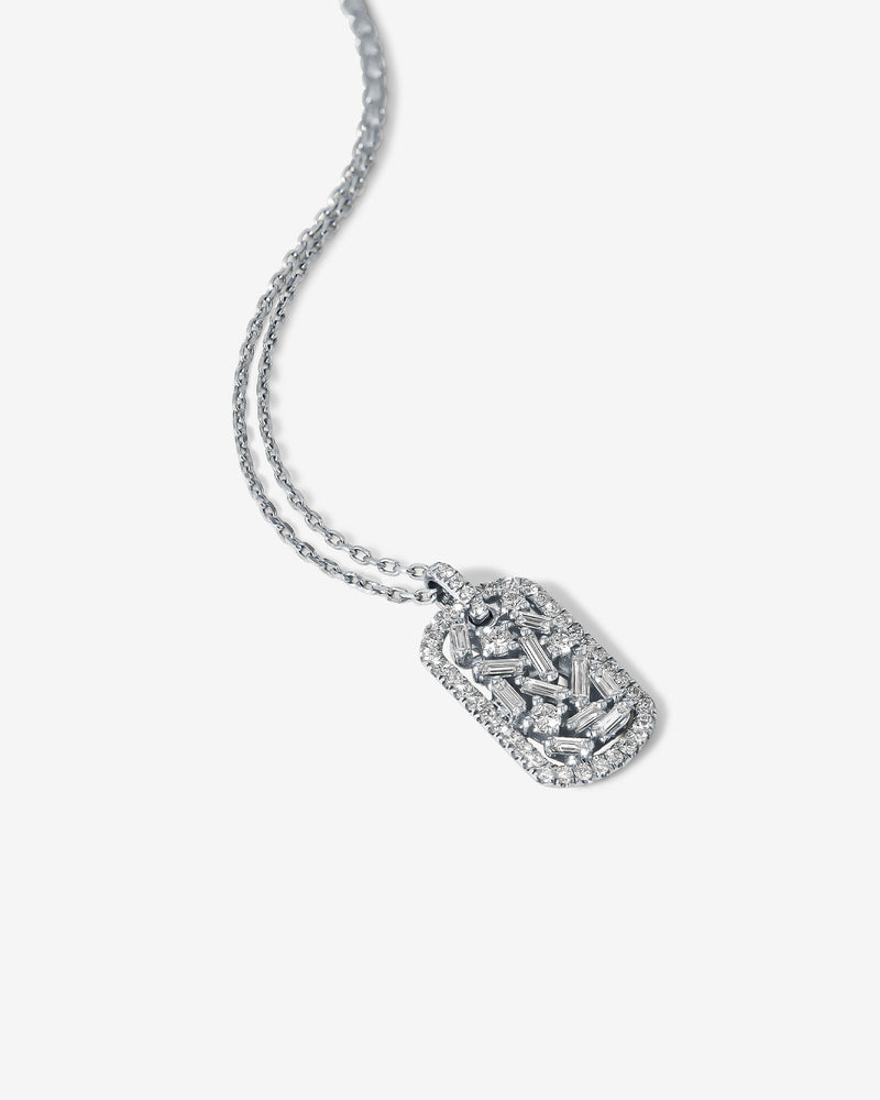 Suzanne Kalan Classic Diamond Small Dog Tag Necklace in 18k white gold