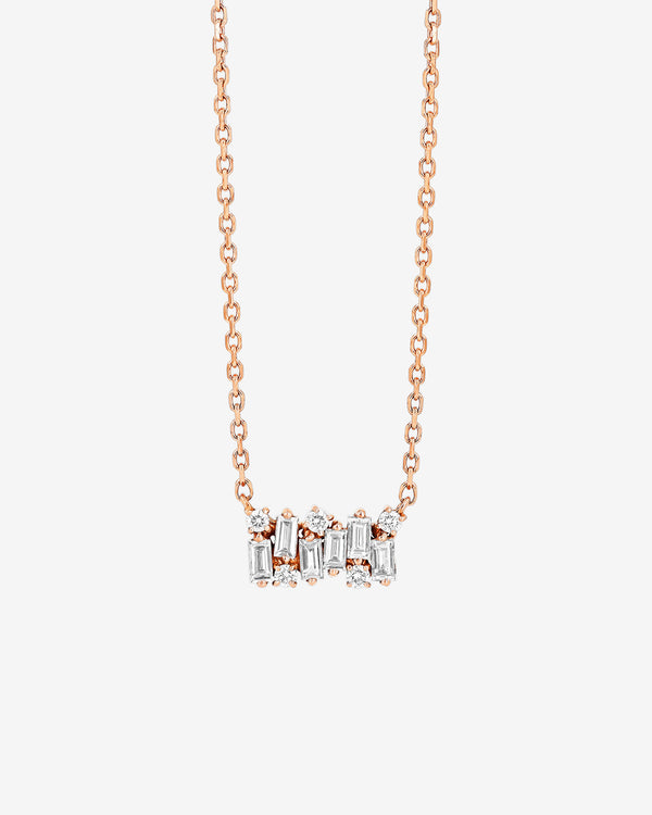 Suzanne Kalan Classic Diamond Mini Shimmer Bar Pendant in 18k rose gold