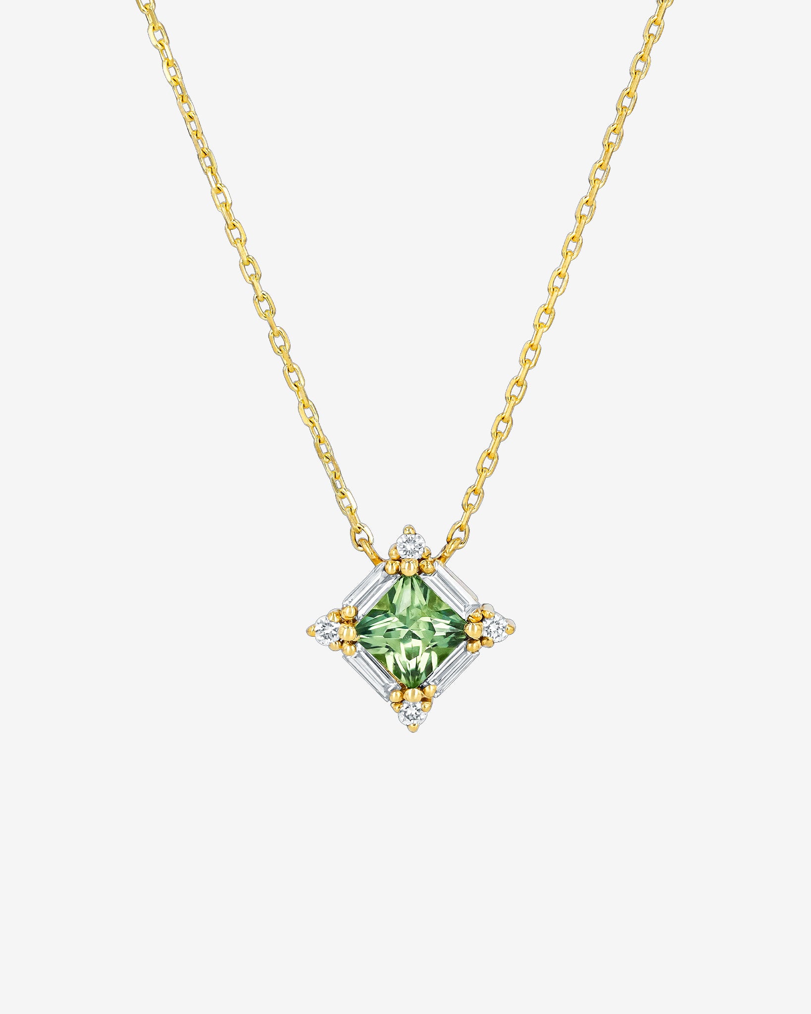 Suzanne Kalan Princess Midi Green Sapphire Pendant in 18k yellow gold
