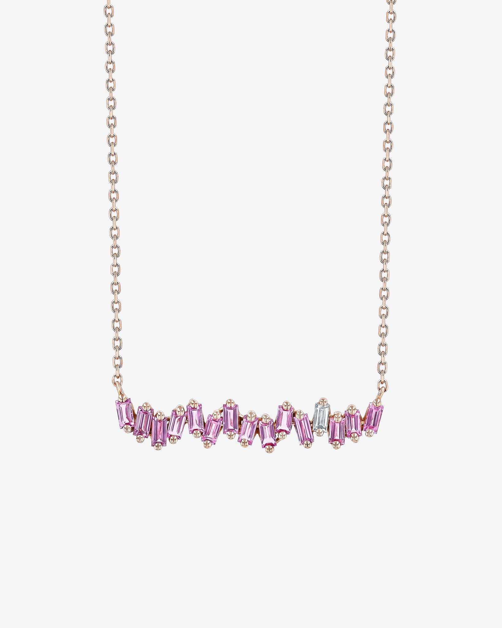 Suzanne Kalan Bold Pink Sapphire Bar Pendant in 18k rose gold
