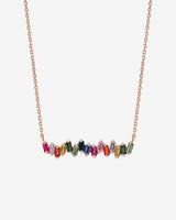 Suzanne Kalan Bold Rainbow Sapphire Bar Pendant in 18k rose gold