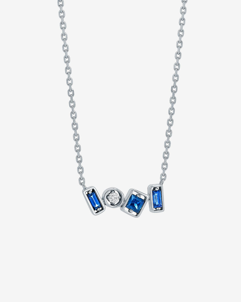 Suzanne Kalan Inlay Dark Blue Sapphire Mini Bar Pendant in 18k white gold