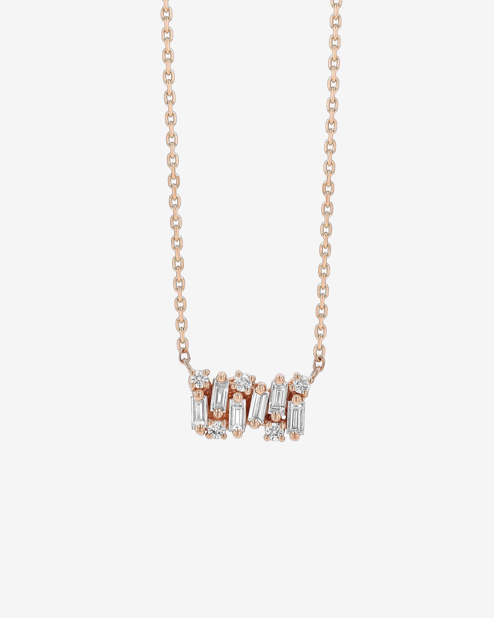 Suzanne Kalan Shimmer Diamond Mini Bar Pendant in 18k rose gold