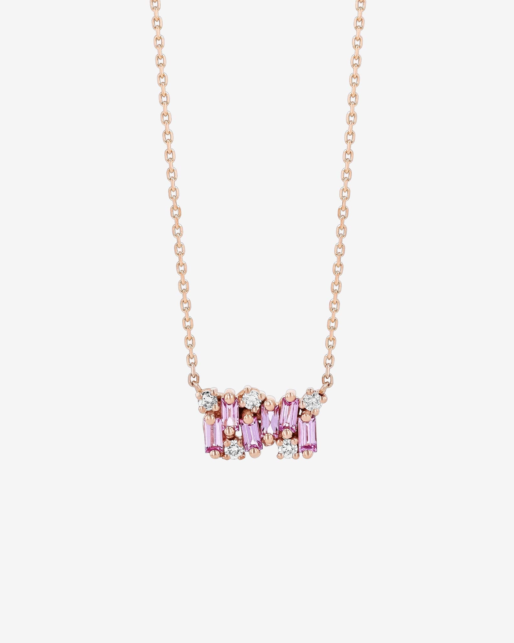Suzanne Kalan Shimmer Pink Sapphire Mini Bar Pendant in 18k rose gold
