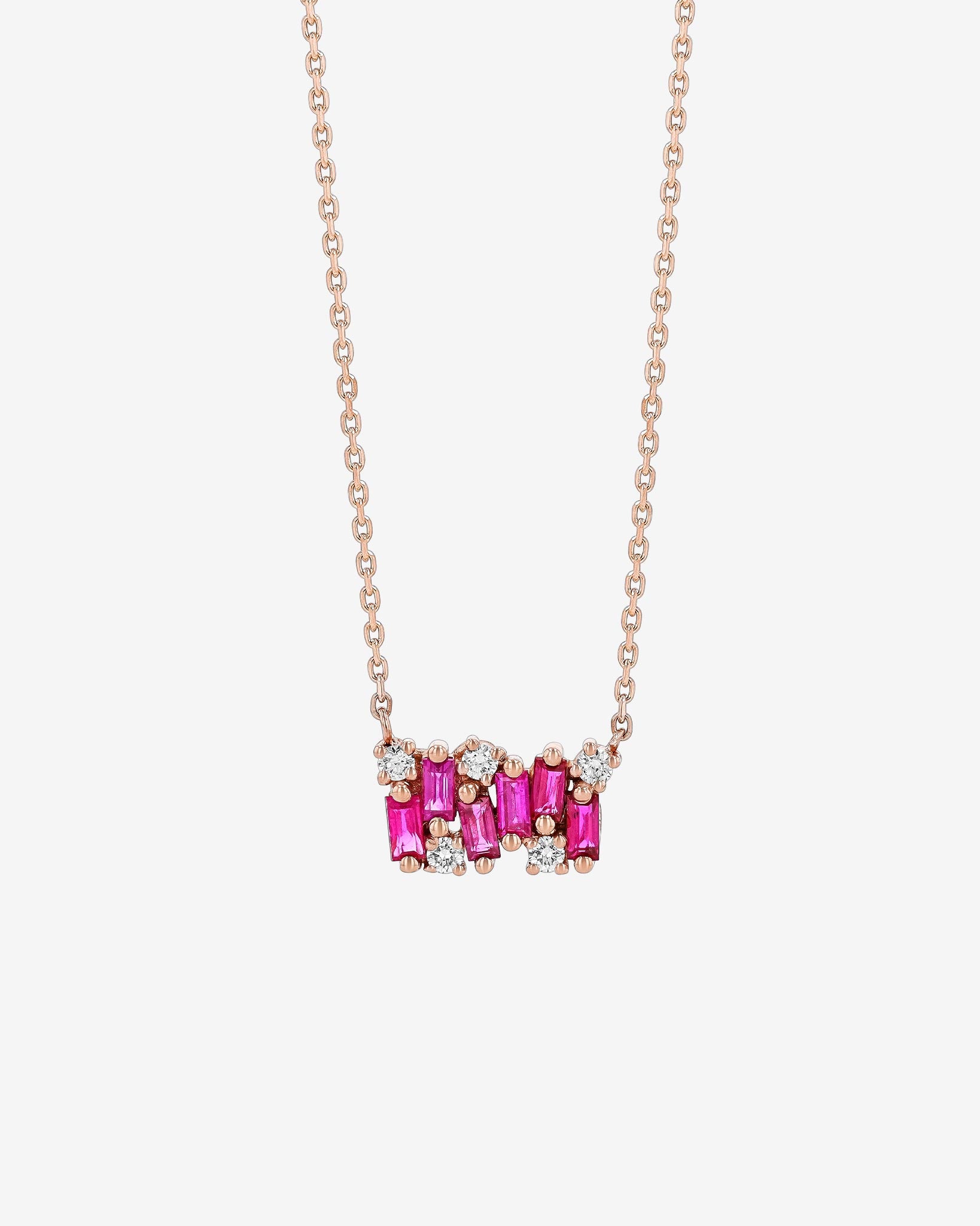 Suzanne Kalan Shimmer Ruby Mini Bar Pendant in 18k rose gold