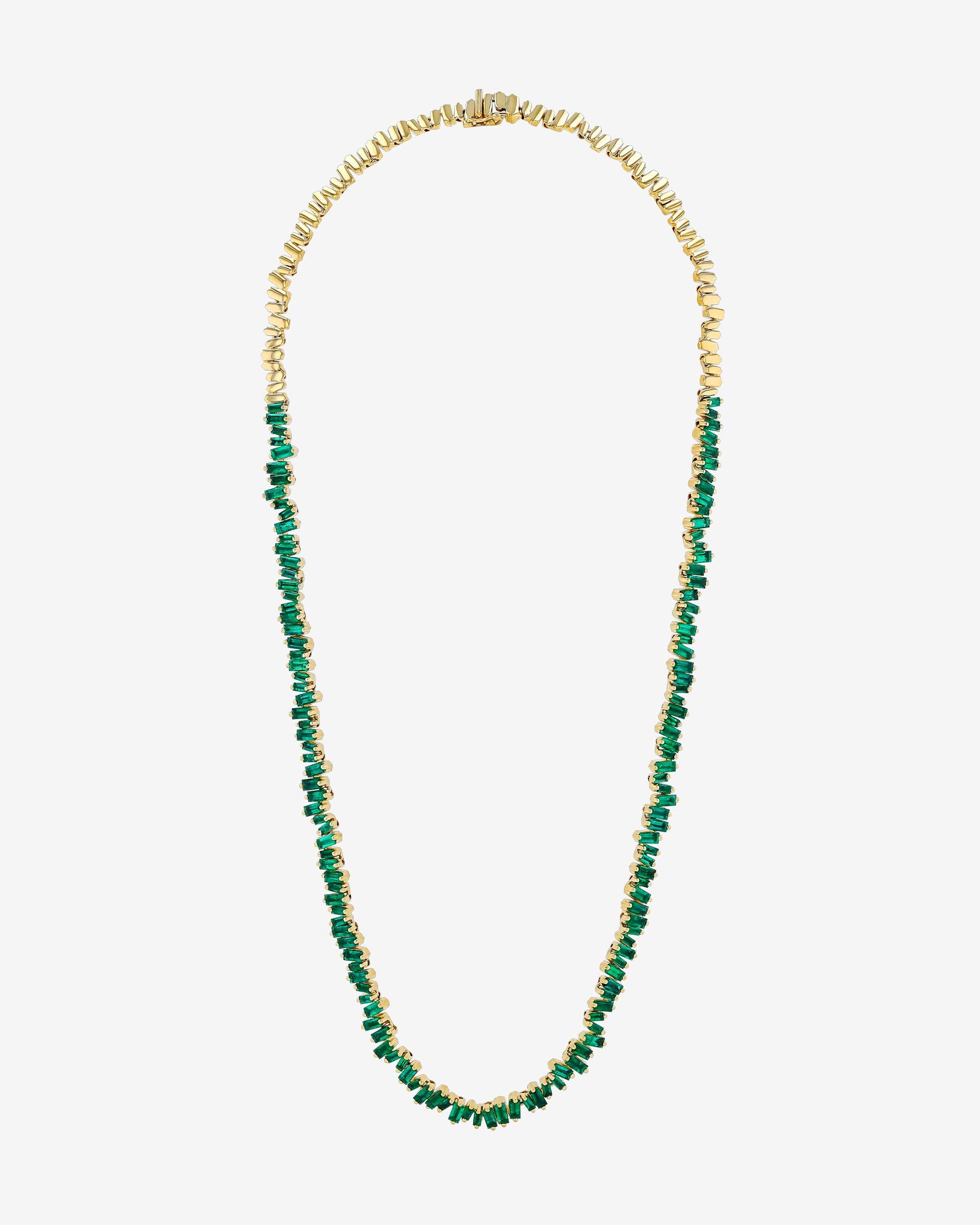 Suzanne Kalan Bold Emerald Tennis Necklace in 18k yellow gold