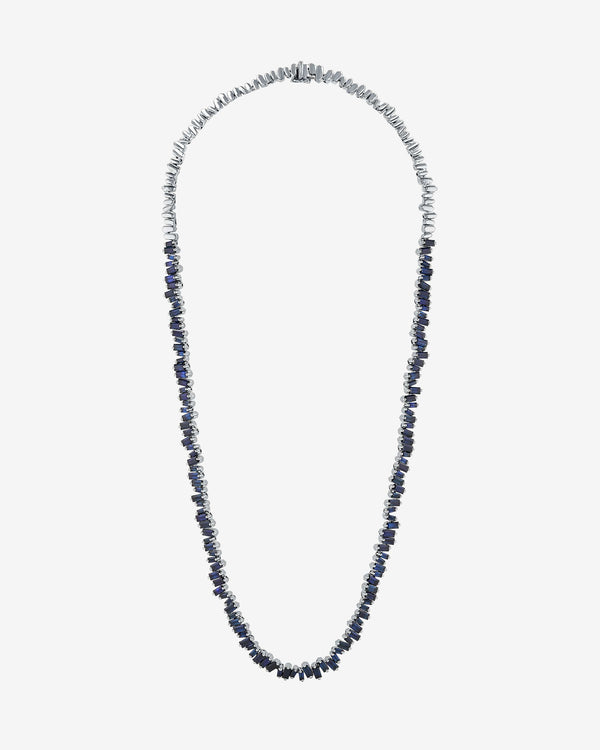 Suzanne Kalan Bold Dark Blue Sapphire Tennis Necklace in 18k white gold