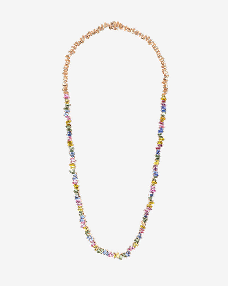 Suzanne Kalan Bold Pastel Sapphire Tennis Necklace in 18k rose gold
