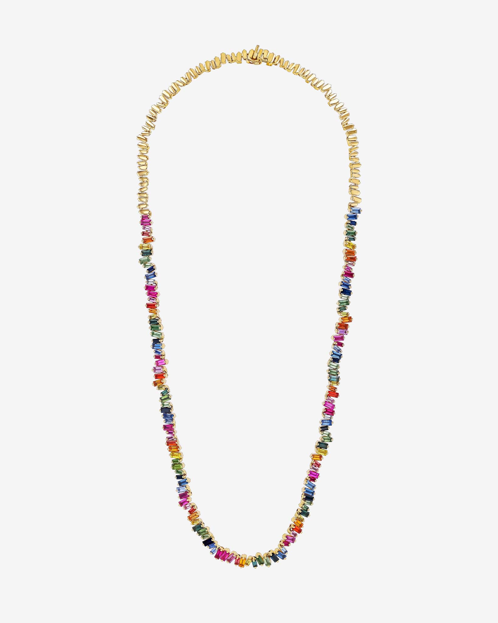 Bold Rainbow Sapphire Tennis Necklace | Suzanne Kalan®
