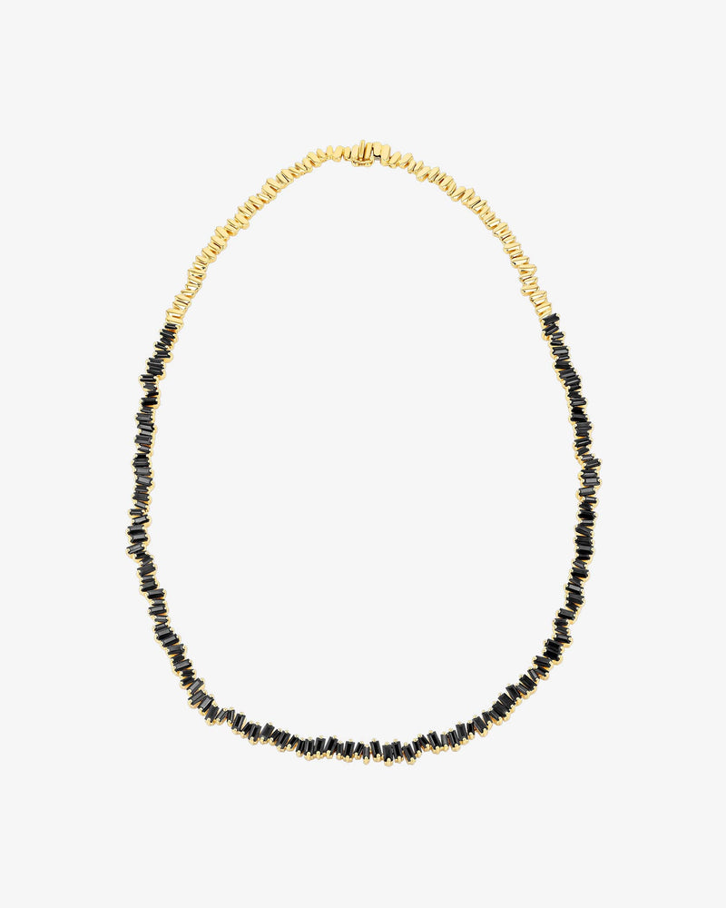 Suzanne Kalan Bold Black Sapphire Tennis Necklace in 18k yellow gold