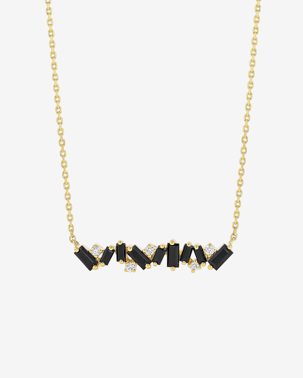 Suzanne Kalan Frenzy Black Sapphire Bar Pendant in 18k yellow gold