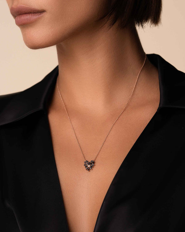 Suzanne Kalan Bold Black Sapphire Small Heart Pendant in 18k rose gold