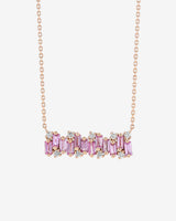 Suzanne Kalan Shimmer Pink Sapphire Bar Pendant in 18k rose gold