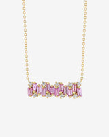 Suzanne Kalan Shimmer Pink Sapphire Bar Pendant in 18k yellow gold