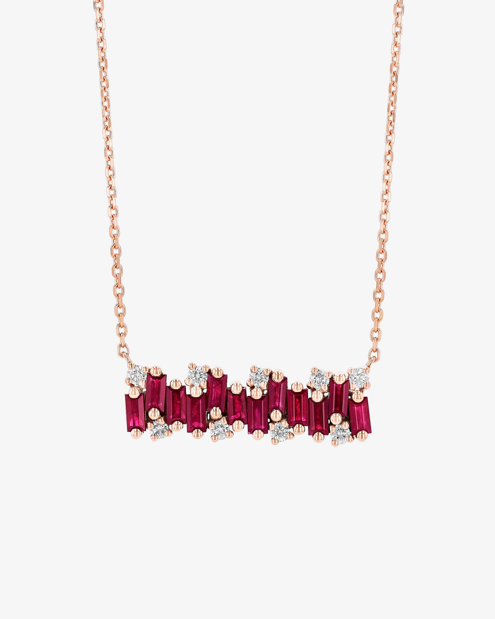 Suzanne Kalan Shimmer Ruby Bar Pendant in 18k rose gold