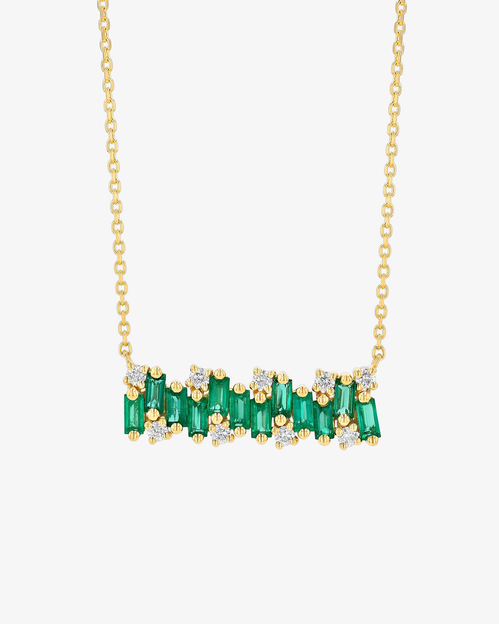 Suzanne Kalan Shimmer Emerald Bar Pendant in 18k yellow gold