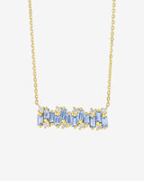 Suzanne Kalan Shimmer Light Blue Sapphire Bar Pendant in 18k yellow gold