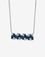 Suzanne Kalan Shimmer Dark Blue Sapphire Bar Pendant in 18k white gold