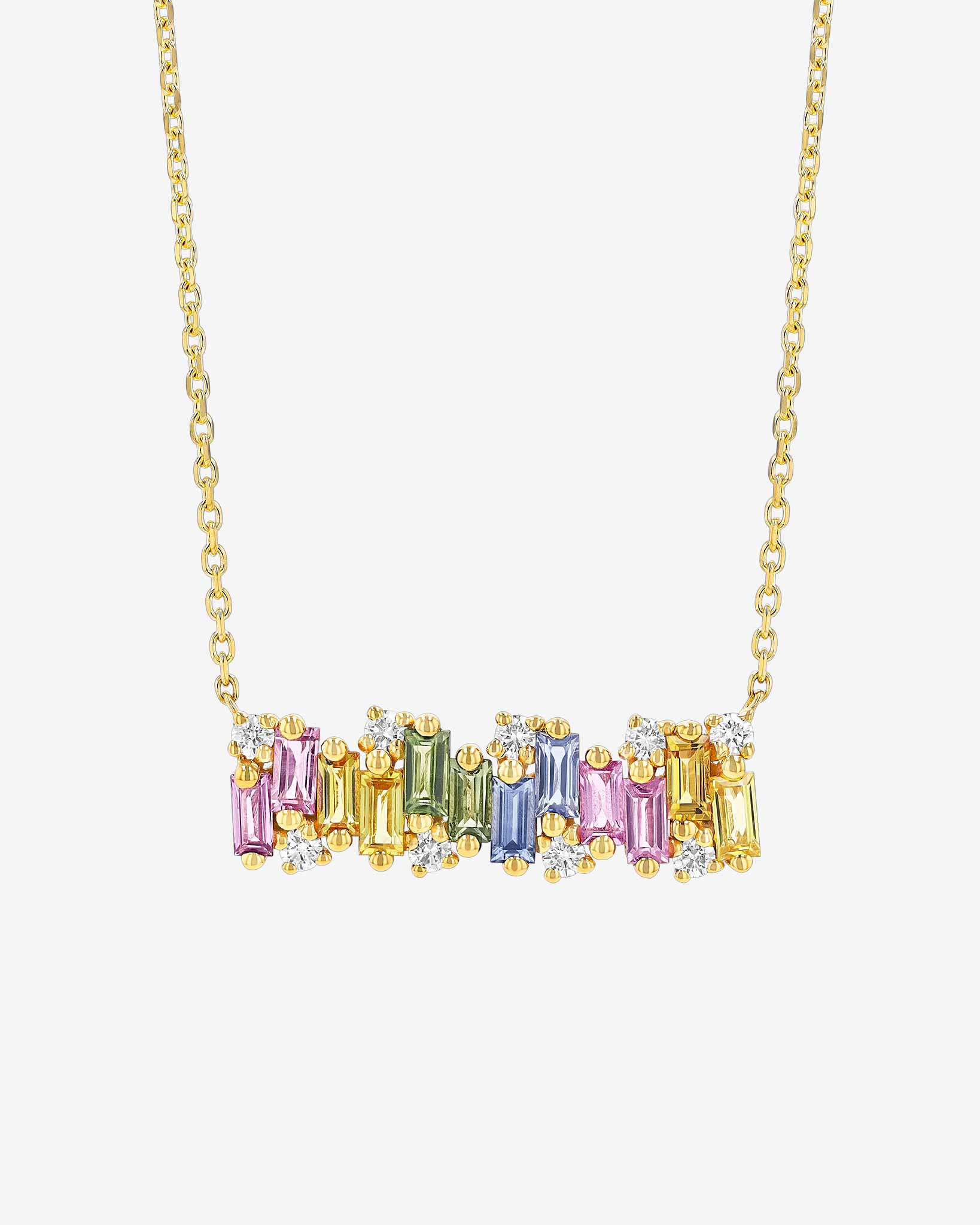 Suzanne Kalan Shimmer Pastel Sapphire Bar Pendant in 18k yellow gold