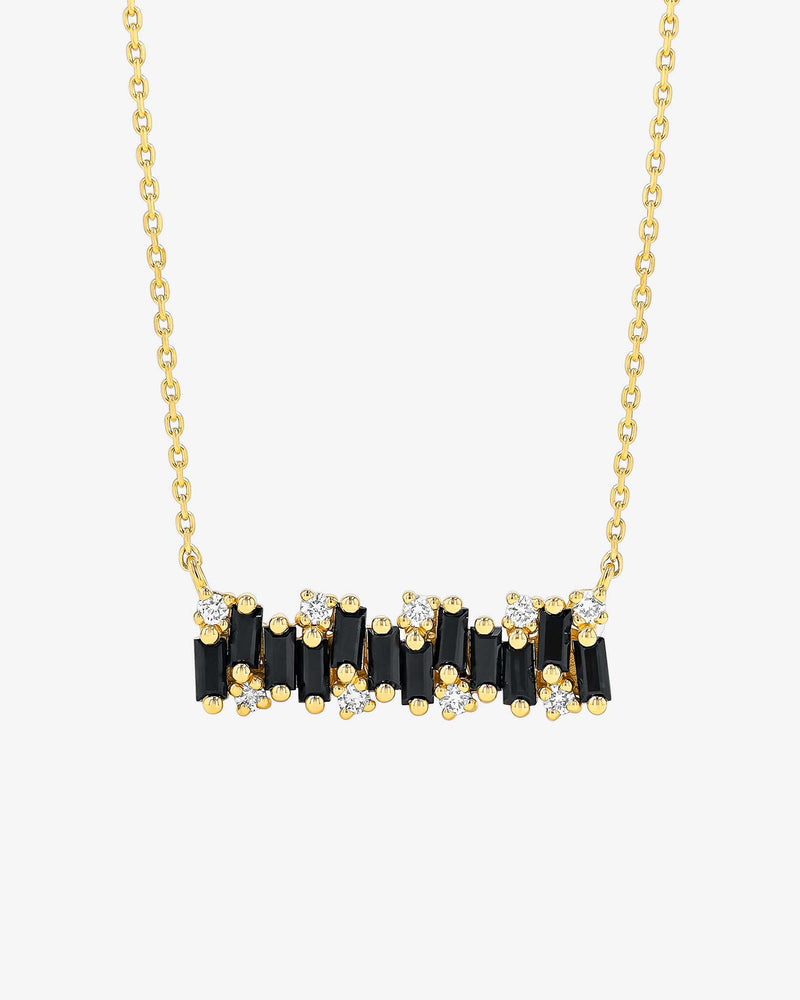 Suzanne Kalan Shimmer Black Sapphire Bar Pendant in 18k yellow gold